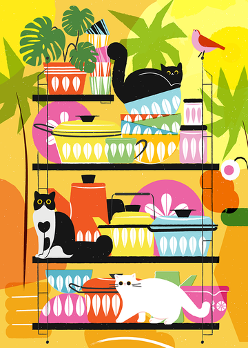 "Cats in the Kitchen" by Decue Wu - Cat Culture Artist Series Puzzles