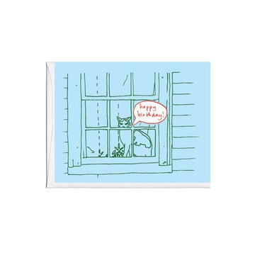 Cat in Window Birthday Card