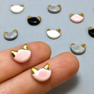 Ceramic & 22k Gold Stud Earrings - Handmade in New York
