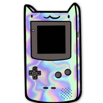 Holographic Gameboy Cat Vinyl Sticker
