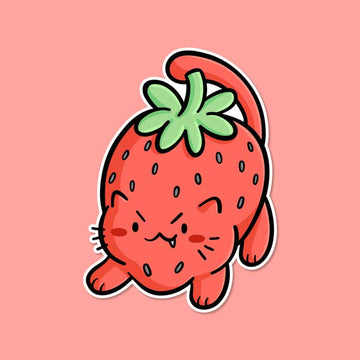 Strawberry Cat Vinyl Sticker