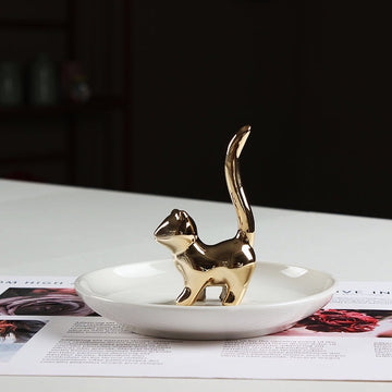 “The Pretty Kitty“ Ceramic Gold Ring Dish